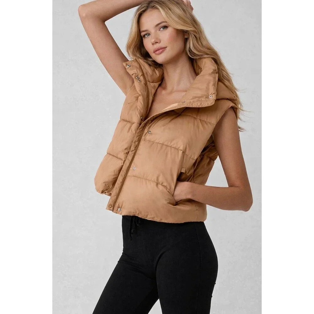 ALO‎ Yoga Women's Vest Hooded SMALL Gold Rush Puffer Nylon Outdoor W4469R
